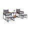 5 Piece Black Rattan Outdoor Patio Set with Grey Cushions and Coffee Table